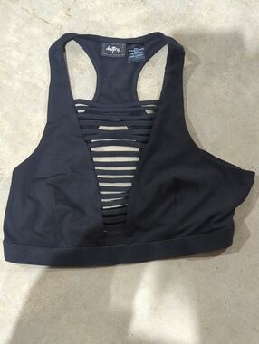 Daytrip Black Strappy Ladder Front Sports Bra